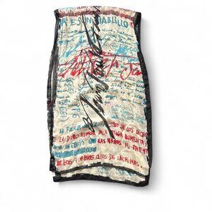 Jean Paul Gaultier silk scarf with graffiti-like calligraphy print signature